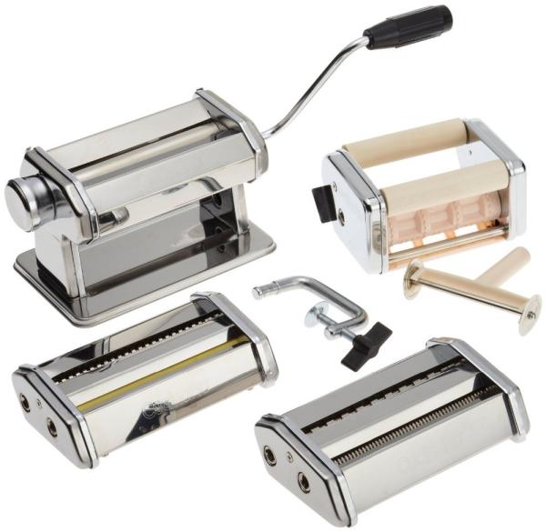 Pasta Maker Deluxe Set By Cucina Pro Includes Spaghetti Fettucini Angel Hair Ravioli Lasagnette Attachments
