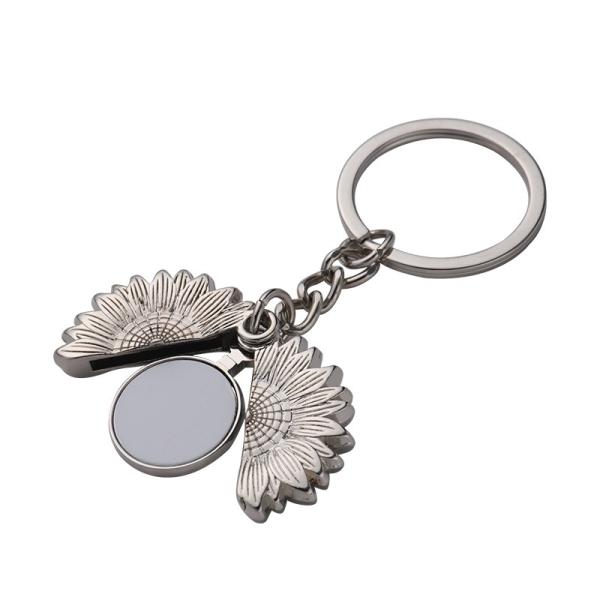 Custom Blank Metal Keychain Openable Sublimation Sunflower Locket Key Chain Valentine's Day Gift