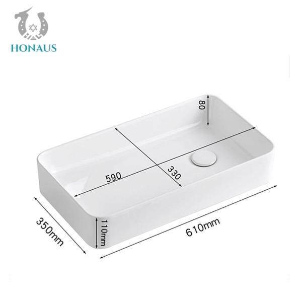 Balcony Bathroom Countertop Basin Square Sink Side Drainage 610*350*590mm