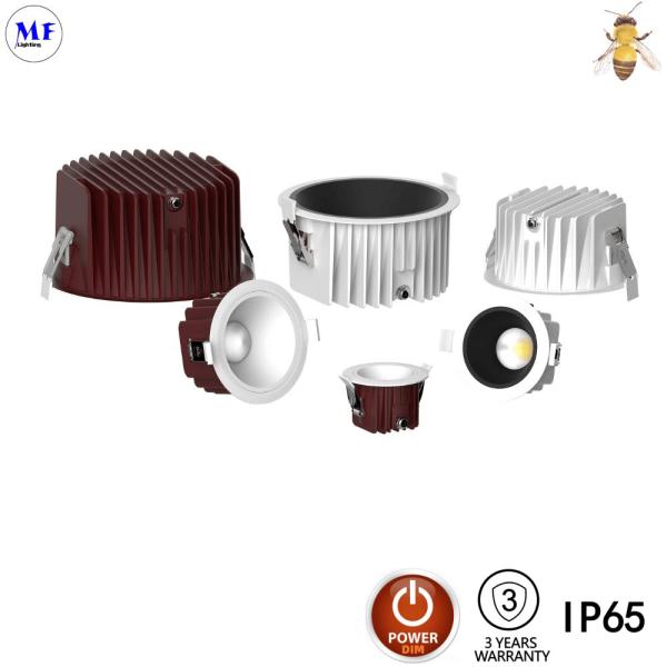 Высокая мощность COB LED Down Light Dimmable 15W 30W 5 дюймов 60W 8 дюймов ванной комнаты отсеченный потолок Downlight IP65 водонепроницаемая точка