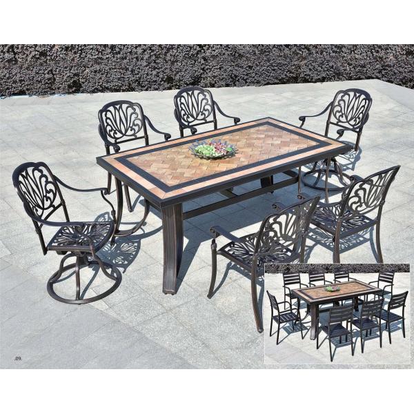 Leisure Garden Cast Aluminum 6 Seater Outdoor Furniture Table And Chair Set Garden Furniture