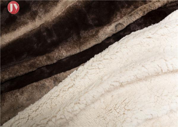 50 X 60 Inch Faux Fur Blanket , Warm Striped Dark Brown plush fur reversible Sherpa Throw Blanket For Couch Bed