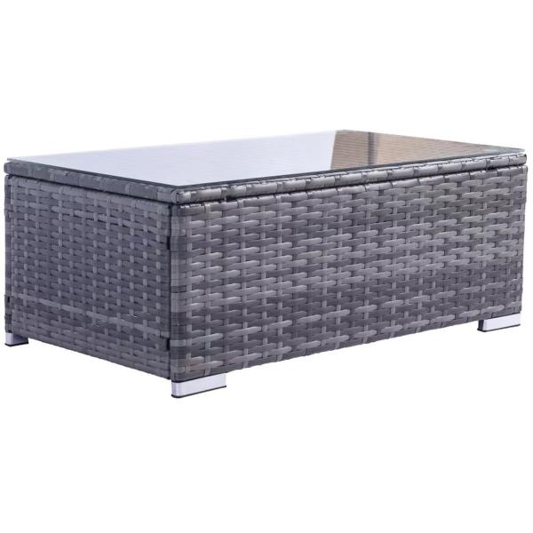 Outdoor Garden Furniture Wicker Rattan Sofa Set with Coffee Table in PE Rattan