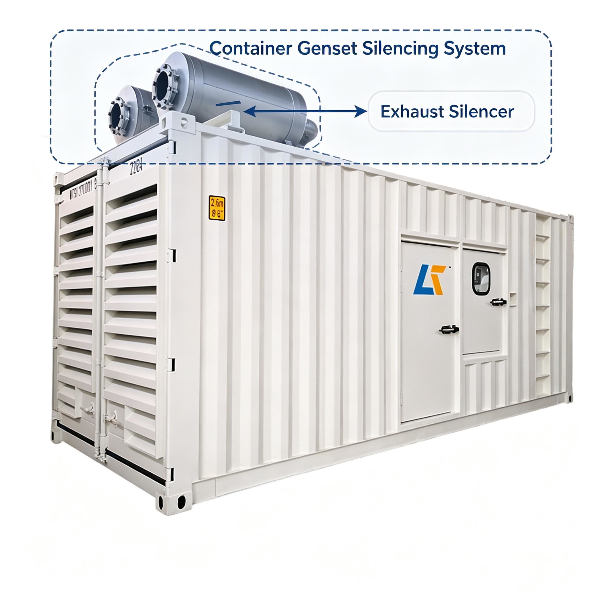 Large Industrial Exhaust Silencer For Container Genset | Aike Power