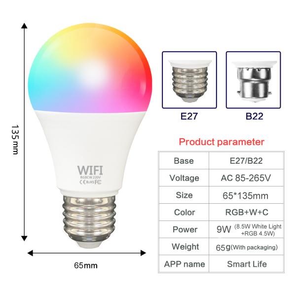 Работы шариков СИД Dimmable E26 умные WiFi с Alexa гуглят домашнее 2700K-6500K RGBWW