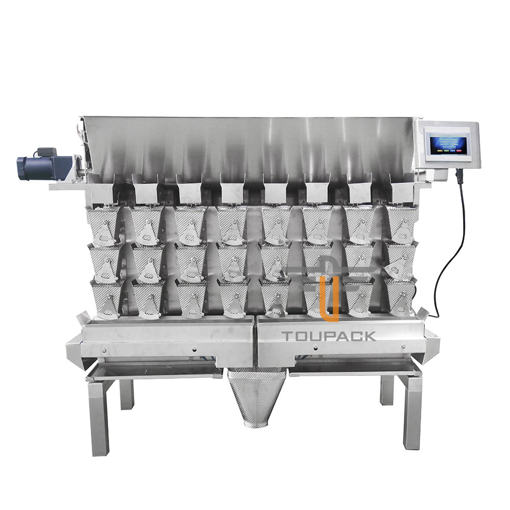 Weigher Multihead 8 голов водоустойчивой нержавеющей стали высокоскоростной горизонтальный липкий материальный для плиты димпла жирной пищи