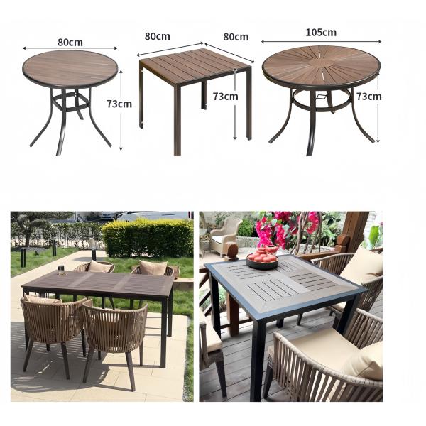 Outdoor Table And Chair Villa Courtyard Garden Leisure Terrace Plastic Wood Table Combination Of Outdoor Rattan Table