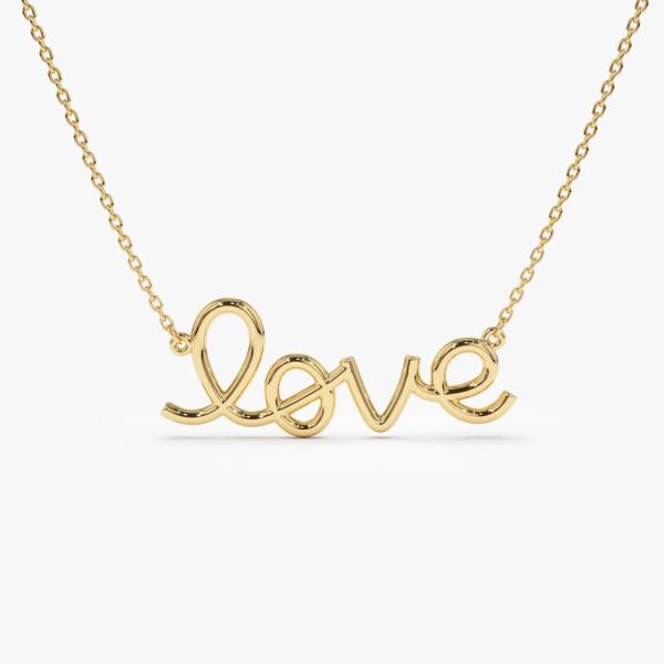 Collar de amor de plata sólida 925 14K dorada collar de amor para mujeres regalo de San Valentín