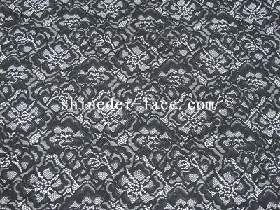 Custome Design Black Stretch Lace Fabric Allover Flower For Women SYD-0184