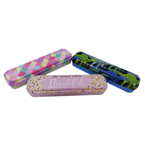Vintage Rectangular Metal Tin Pencil Box Offset CMYK Printing For Gift Packaging