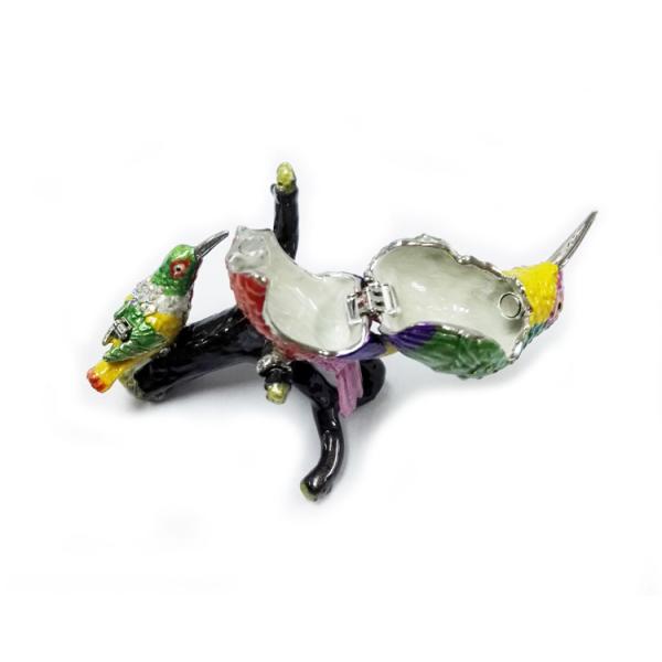 Mum and baby bird metal jewelry box for jewelry wholesales bird jeweled enamel trinket box
