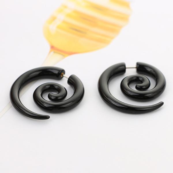 Ethnic Black Spiral Earrings Ear Plugs Acrylic Piercing Drop Earring Punk Twister Earrings for Women
