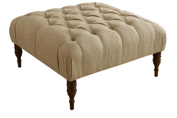 wholesale good quality linen fabric round household wooden storage ottoman bench