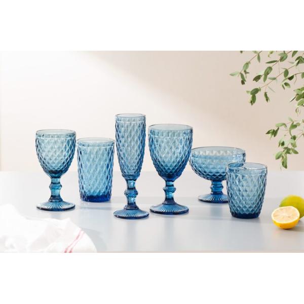 Small Blue Footed Glass Dessert Bowls 12 Oz Vintage Ice Cream Sundae Dishes 350ml