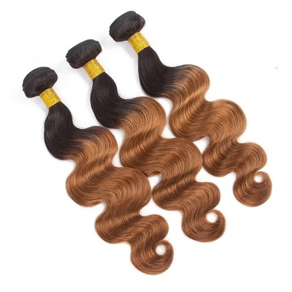 Classifique o material real do cabelo das extensões 100% do cabelo de Ombre do tom 8A três