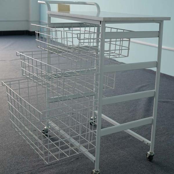 Multi Useness Custom Display Racks Logistics Tool Trolley With Wire Basket Drawer