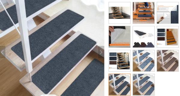 8 X 30 Grey Non Slip Stair Mats Self Adhesive Indoor