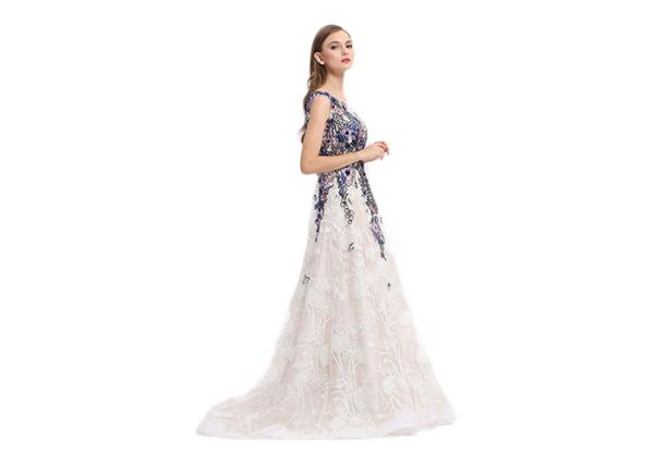 Embroidery Organza Fabric Elegant Evening Gowns With Multi Color Options