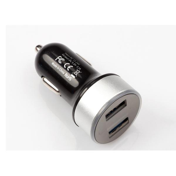 High Aluminum Alloy Car Phone Charger , PC Digital Display Dual 3.1A Mobile Phone Car Charger
