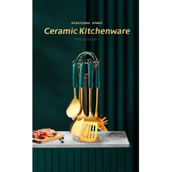 Ceramic Stainless Steel Kitchen Utensils Set Nordic Style For Cooking