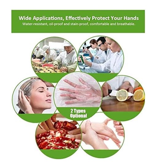 Haixin Health Comfy Package Disposable Poly Plastic Gloves for Cooking LDPE Gloves Latex & Powder Free- One Size Fits Most CE