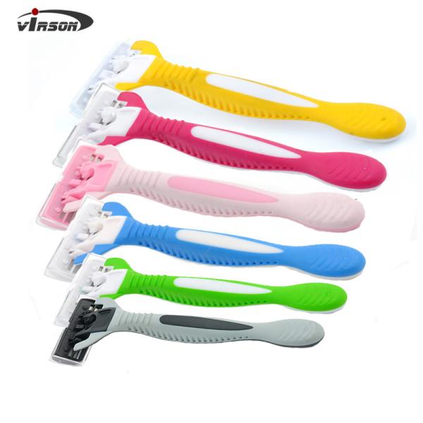 Custom Disposable Six Blade Open Back Shaving Razor Face Hair Removal Razor for Ladies