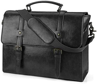 MENS MESSENGER BAG VINTAGE 15.6 INCH WATERPROOF LEATHER LAPTOP BRIEFCASE LARGE SATCHEL SHOULDER BAG RETRO OFFICE COLLEGE
