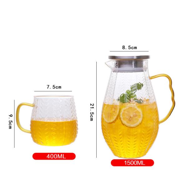 Kitchen 1.5L Glass Water Pitcher Microwave Safe High Borosilicate Material