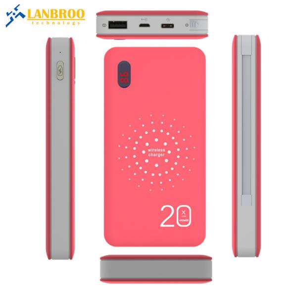 Huge Capacity Qi Wireless Power Bank 20000mAh with 3-IN-1 Cable LED Screen Mobile Phone Pocket Charger