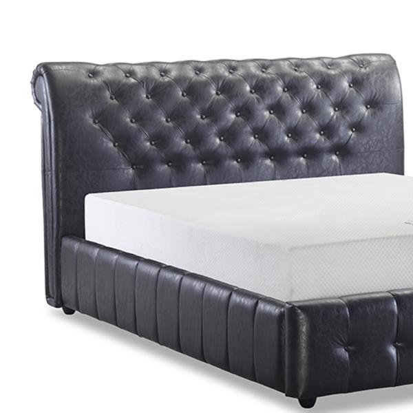 Latest Metal Designs Upholstered Velvet Black  Double Single Wood Bed