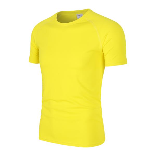 Poliéster 100% feito sob encomenda da aptidão do t-shirt de Logo Hot Selling Gym que corre camisas amarelas dos esportes T dos homens de secagem rápidos do Sportswear