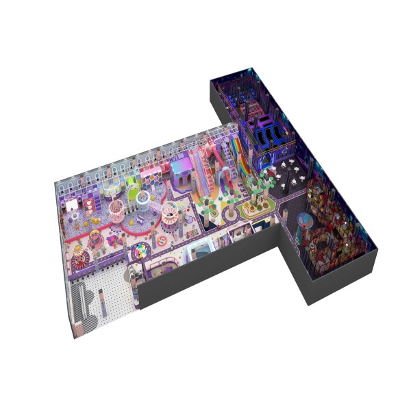 Multi Slide Family Entertainment Center Dream Castle Theme with Interactive Zones Complex