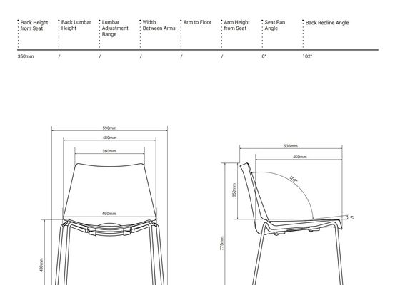 Batmann Sled Chair - Guest Chair with Design Inspired Aesthetics and Dimensions W590*D535*H775(mm) or W585*D515*H775(mm)