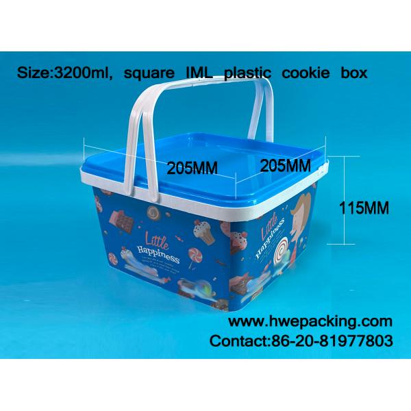 108 oz de biscuits IML Container de luxe Cracker Carré personnalisé cadeau de Noël emballage alimentaire