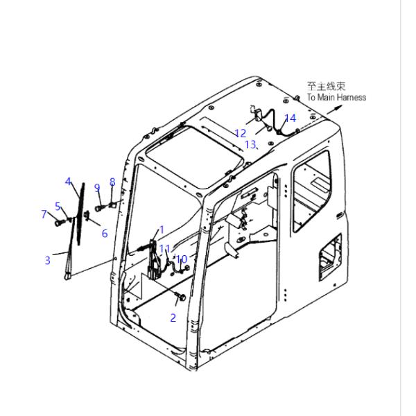 208-53-12780 2085312780 Wiper Motor Assy Support For KOMATSU Excavators PC130 PC160 PC180