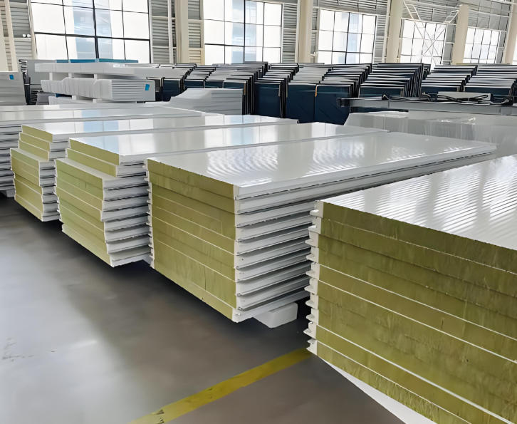 Customized Size Rock Wool Sandwich Panel Fire Water Resistance For Cold Rooms