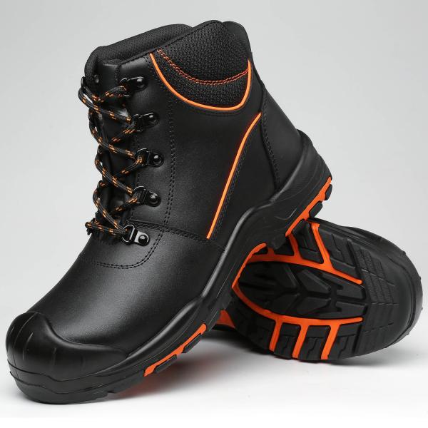 Hight Cut Cow Leather Shoes Slip Resistant / Wear Resistant Steel Toe Winter Shoes