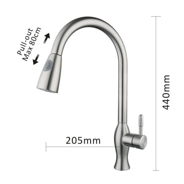 PVD NANO Single Handle Pull Down Kitchen Faucet Tap Brushed Mixer