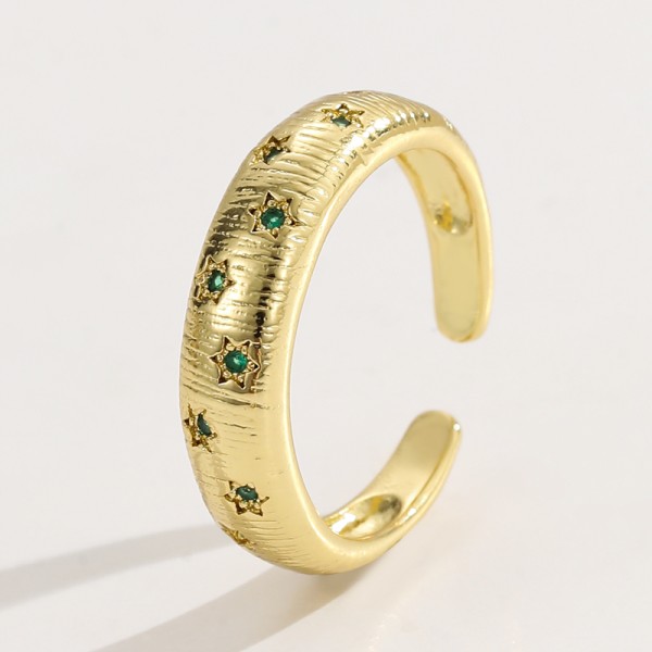 Clear Emerald CZ 14K Gold Plated Adjustable Dubai Gold Star Finger Rings Jewelry Designs for Women Gift