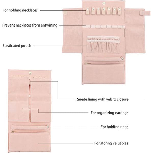 Personalized Travel Jewelry Roll Bag Organizer Case Display Large 20.5x15x2cm