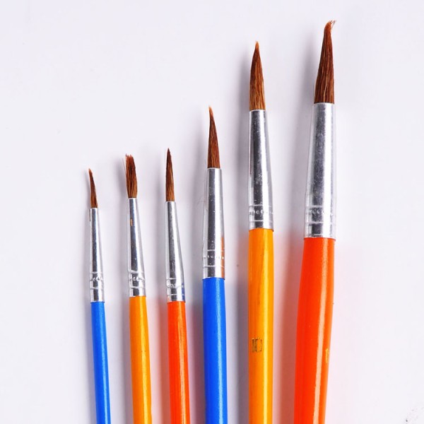 6pcs wholesale colorful goat hair wood brushes watercolor