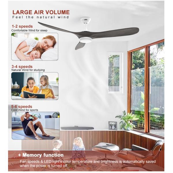 60 polegadas 3 lâminas Ventilador de teto de madeira com luz para quarto