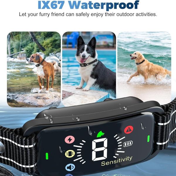 Rechargeable IP67 Waterproof Eco-friendly Custom Anti Bark Collar 8 Adjustable Sensitivity Smart Dog Training Device 4 Modes 20+