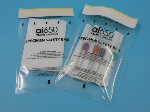 95kPa Medical-Grade Specimen Transport Bags Triple-Sealed, Leakproof 168mm x 283mm