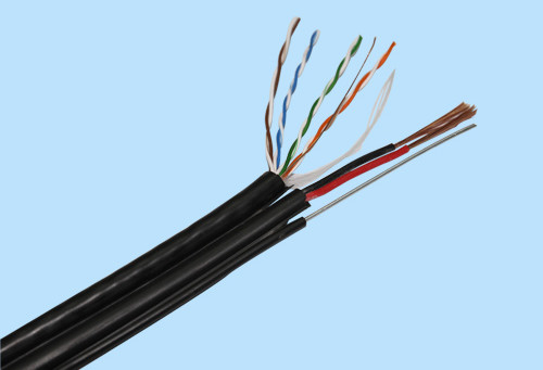 Outdoor UTP CAT5E with CCA Wire Power UV-PE Jacket Steel Messenger for IP Camera