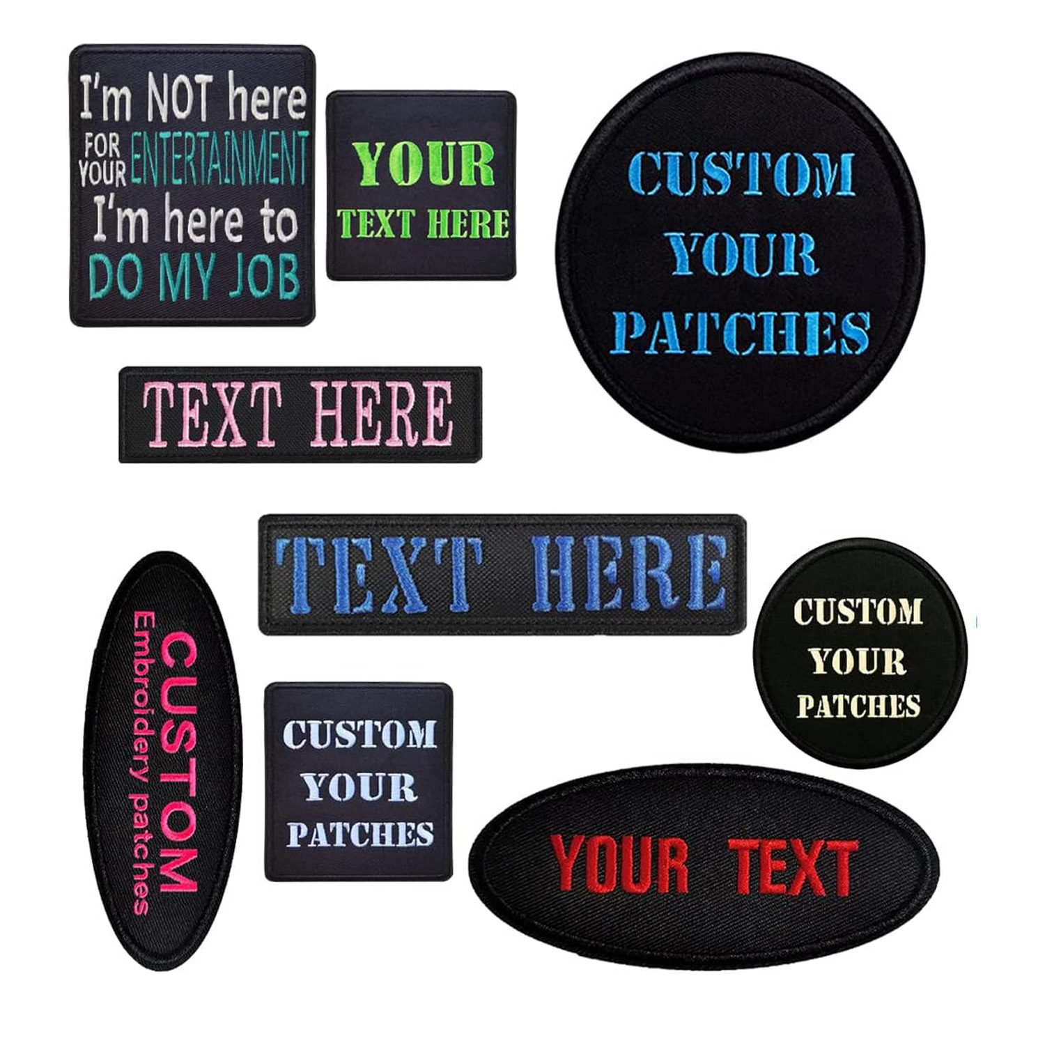 Customizable Tactical Buckle Patch with Hook and Loop Back Various Embroidered Name and Alphabet Heart Shapes Patches
