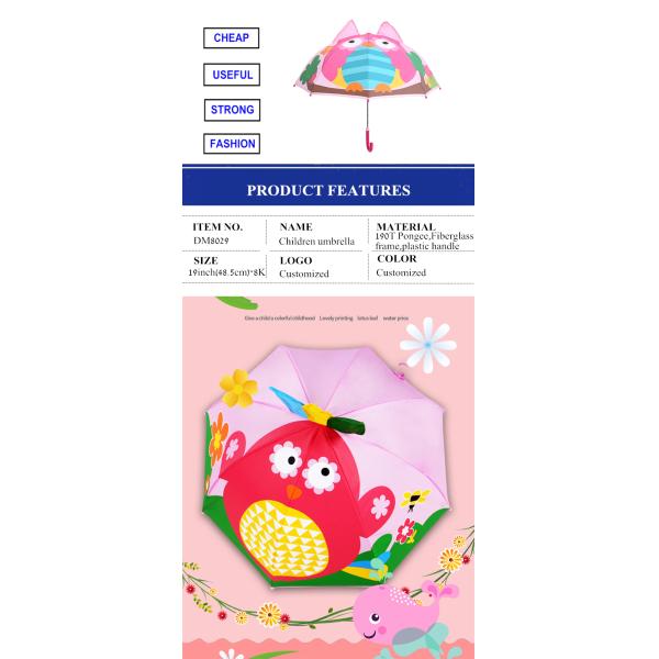 UV Resistant Cartoon Kids Rain Umbrellas , Manual Childrens Animal Umbrellas