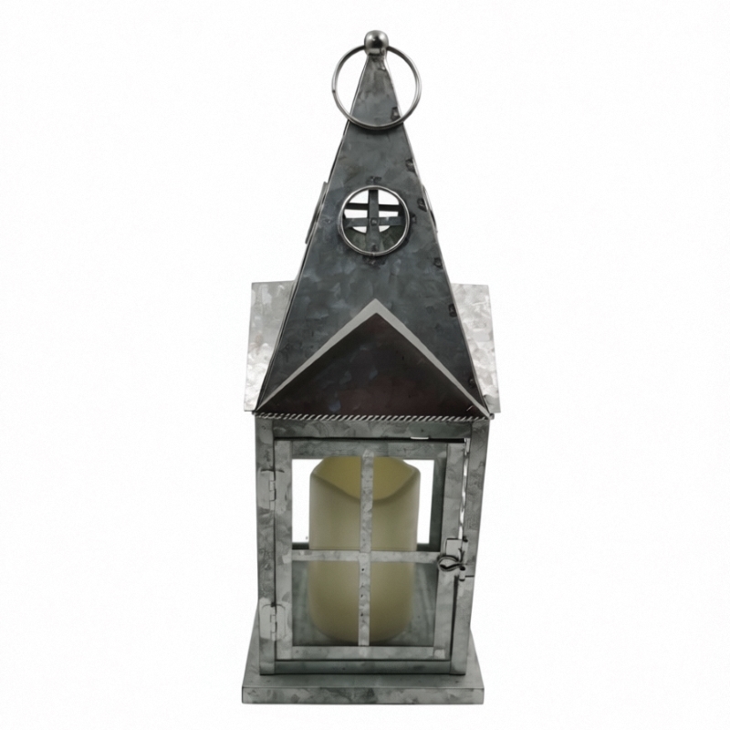 Round Decorative Metal Lantern Matte Finish Elegant Outdoor Indoor Lighting Fixture for Garden Patio and Home Decoration
