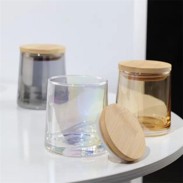Glass Candle Jar Empty Cup Candle Holder With Wooden Lid Votive Container Bedroom Decoration
