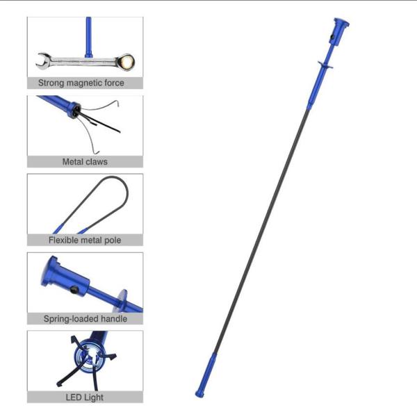Bendable Car Mechanic Tools , 20cm Claw Pick Up Tool With Plastic Handle